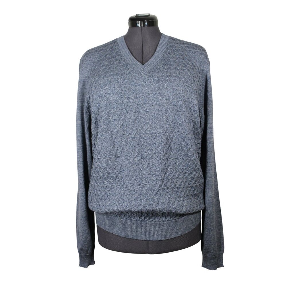Joseph Abboud men's merino wool blend textured knit pullover sweater L